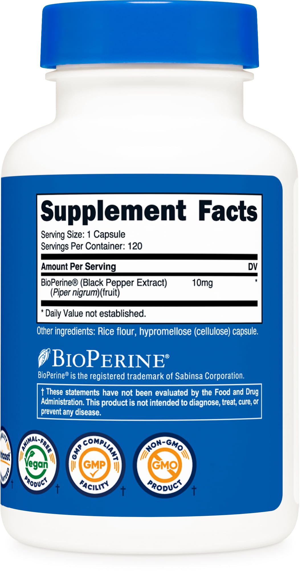 Foto 6 pulgar | Suplemento Nutricost Bioperine Black Pepper Extract 10 Mg - Venta Internacional.