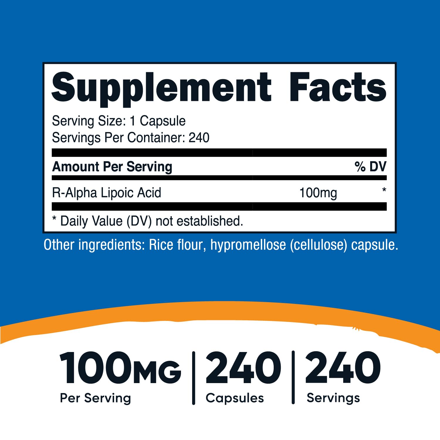 Foto 3 pulgar | Suplemento Nutricost De Ácido R-alfa Lipoico 100 Mg 240 Cápsulas - Venta Internacional.