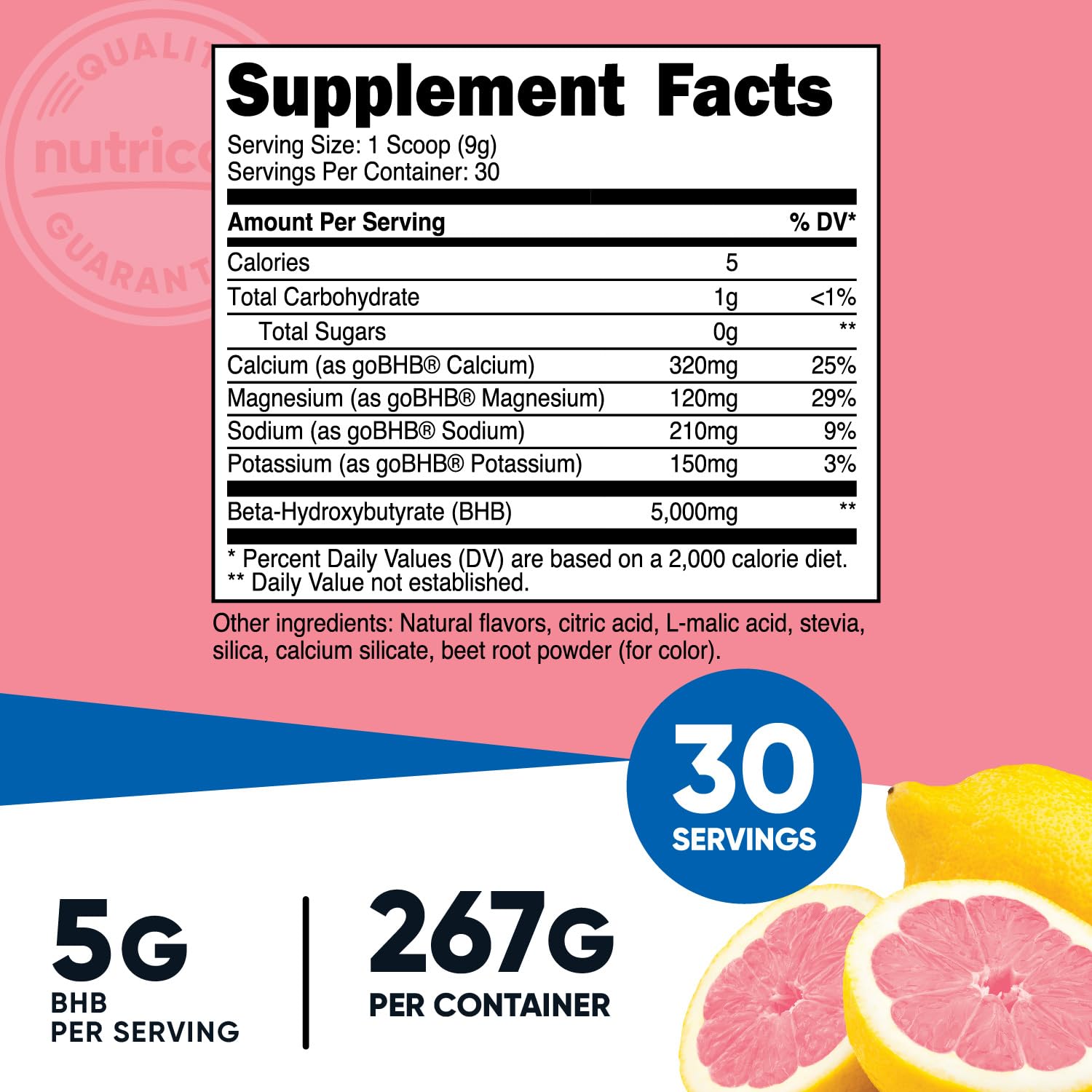 Foto 3 pulgar | Mezcla Para Bebidas Bhb Salts Nutricost, Limonada De Fresa, 30 Unidades - Venta Internacional.