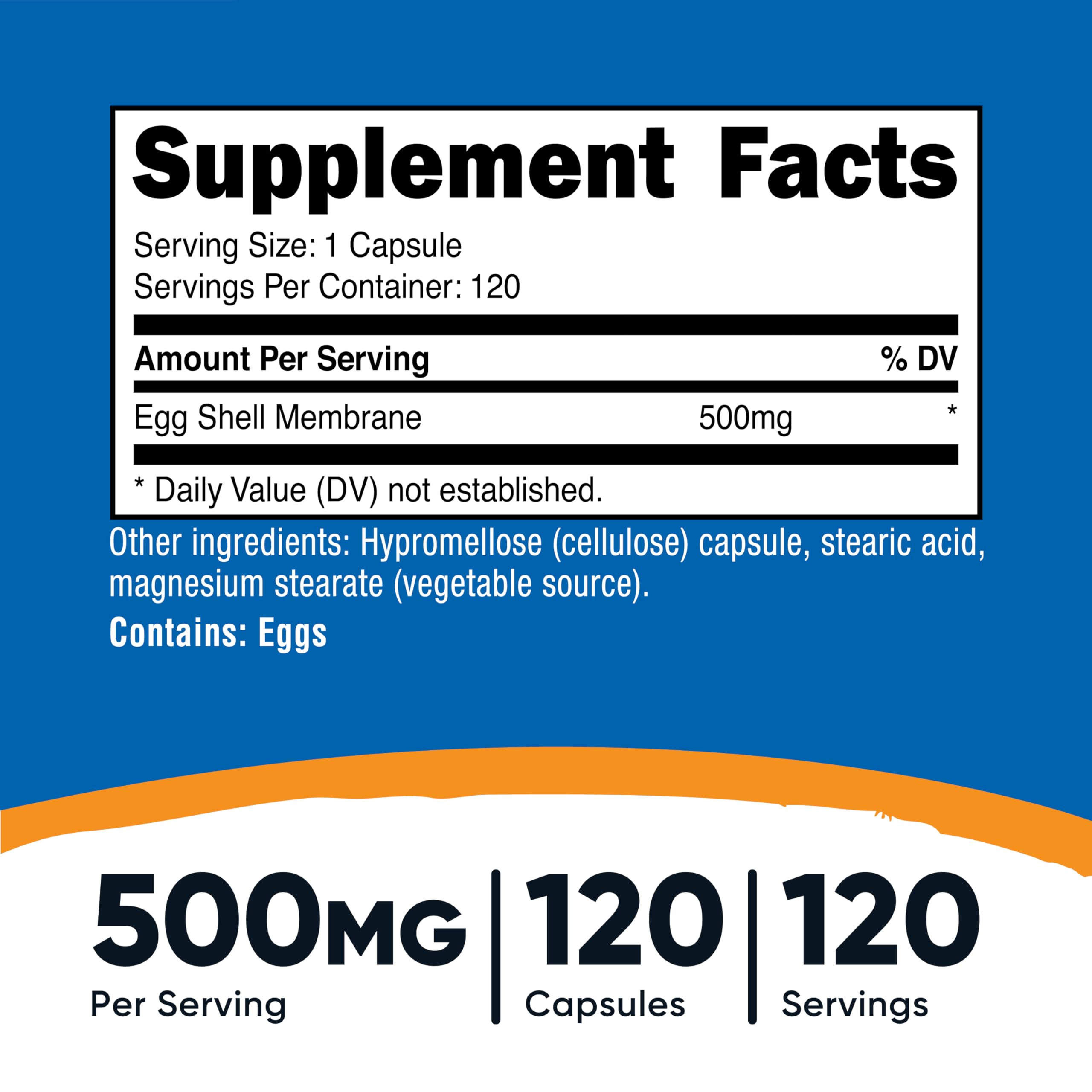 Foto 3 pulgar | Suplemento Nutricost Egg Shell Membrane 500 Mg 120 Cápsulas - Venta Internacional.