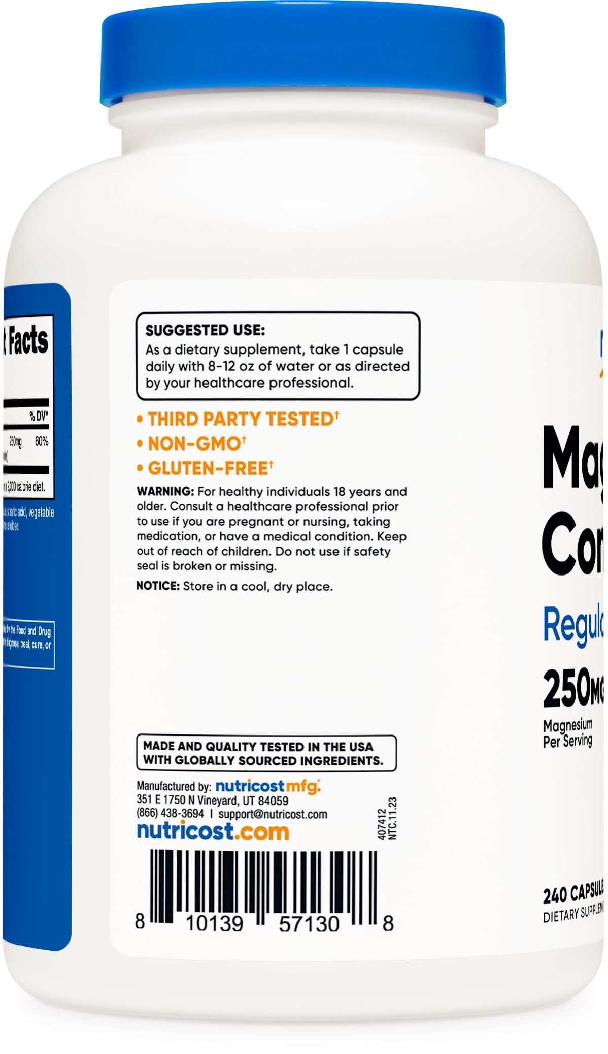 Foto 5 pulgar | Suplemento Nutricost Magnesium Complex 250 Mg 240 Cápsulas - Venta Internacional.