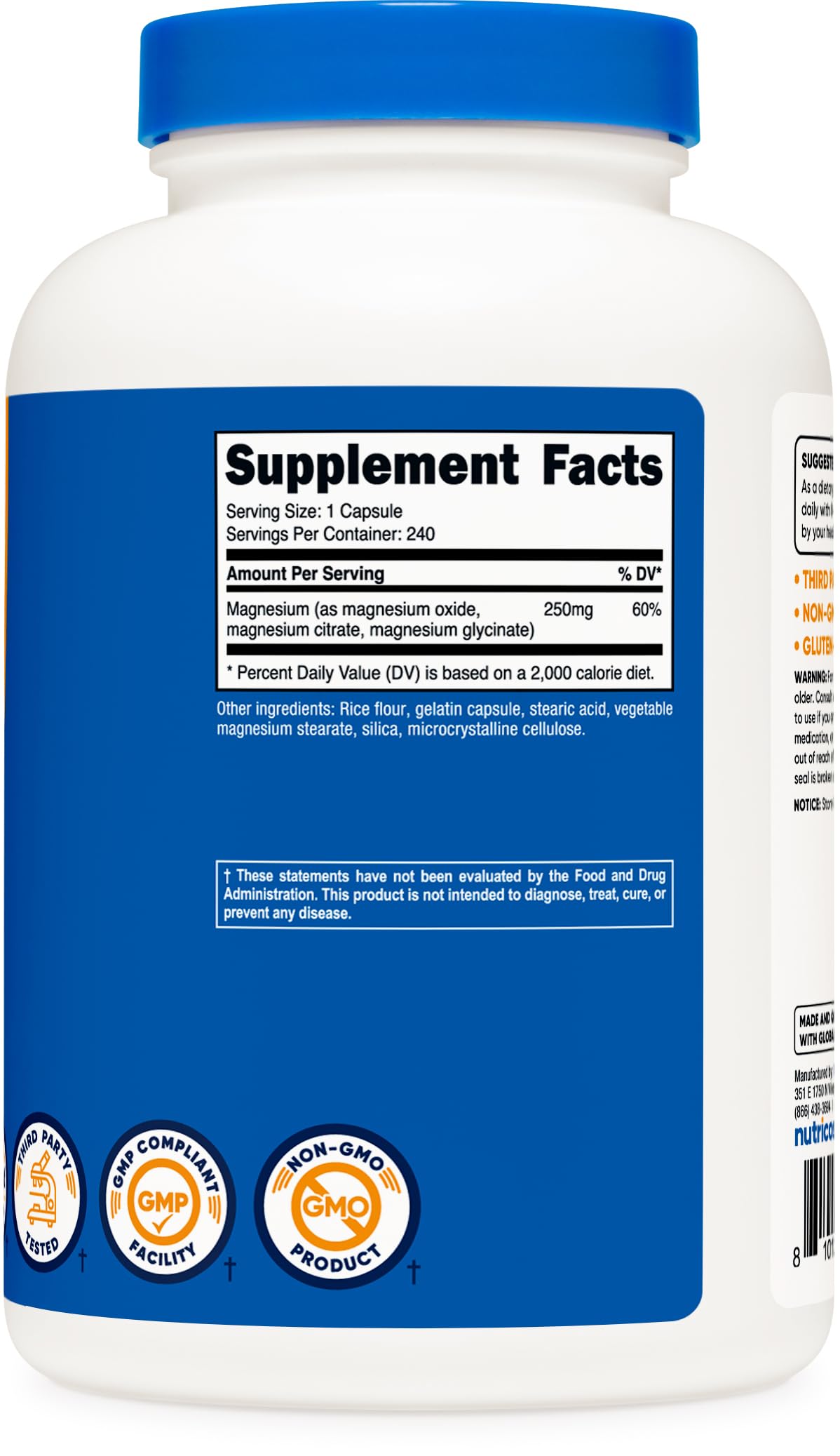 Foto 6 pulgar | Suplemento Nutricost Magnesium Complex 250 Mg 240 Cápsulas - Venta Internacional.