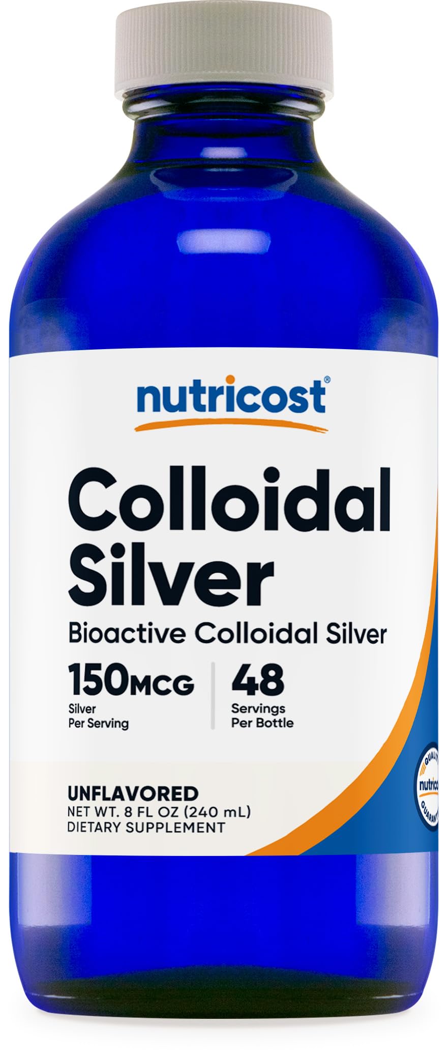 Foto 2 pulgar | Plata Coloidal Nutricost 240 Ml 150 Mcg - Vidrio Azul Cobalto - Venta Internacional.
