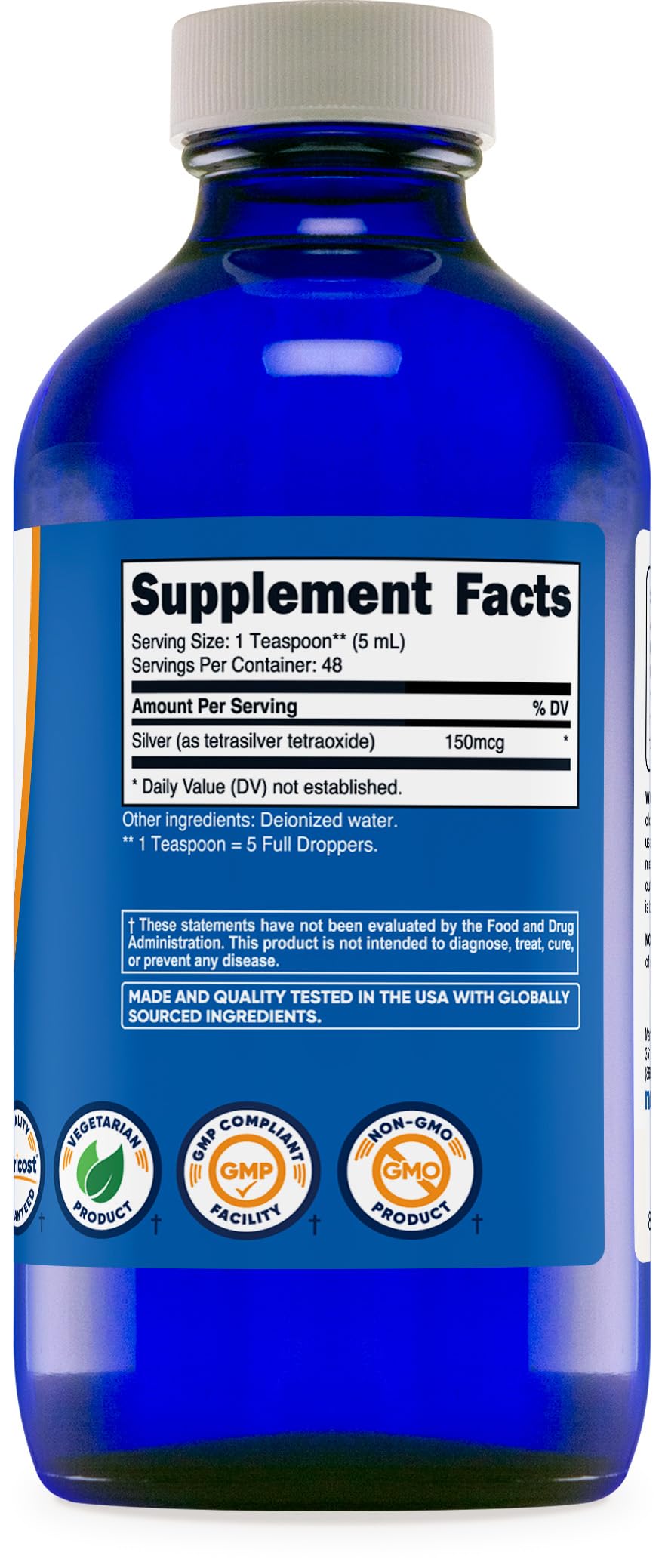 Foto 6 pulgar | Plata Coloidal Nutricost 240 Ml 150 Mcg - Vidrio Azul Cobalto - Venta Internacional.