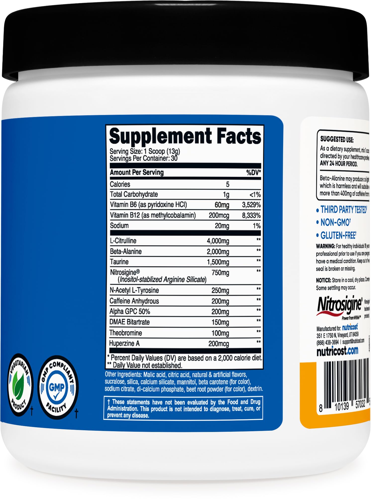 Foto 6 pulgar | Suplemento Previo Al Entrenamiento Nutricost Pre-workout Complex Powder - Venta Internacional.