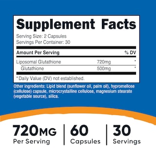 Foto 2 | Suplemento Nutricost Glutatión Liposomal 720 Mg 60 Cápsulas - Venta Internacional.