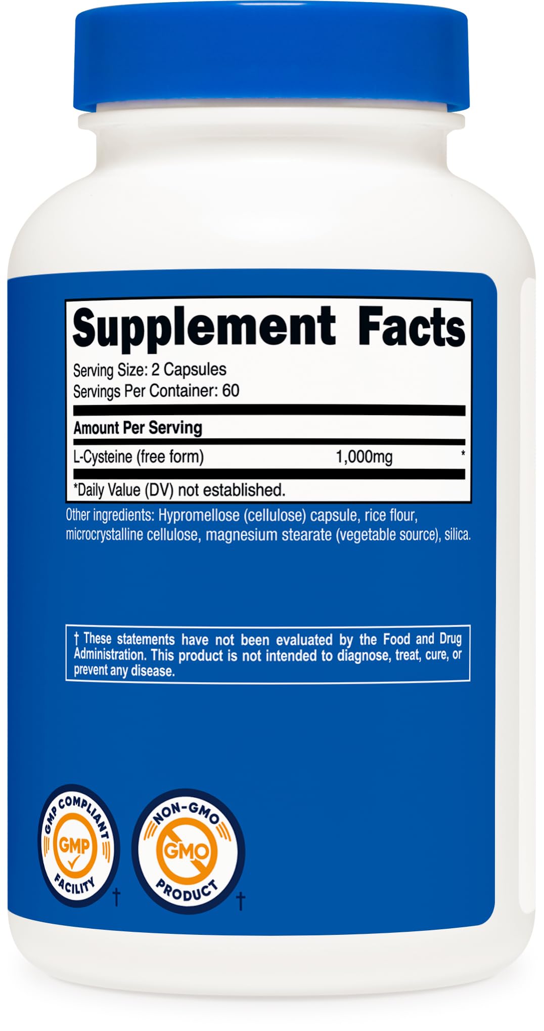 Foto 6 pulgar | Suplemento Nutricost L-cisteína 1000 Mg 120 Cápsulas - Venta Internacional.