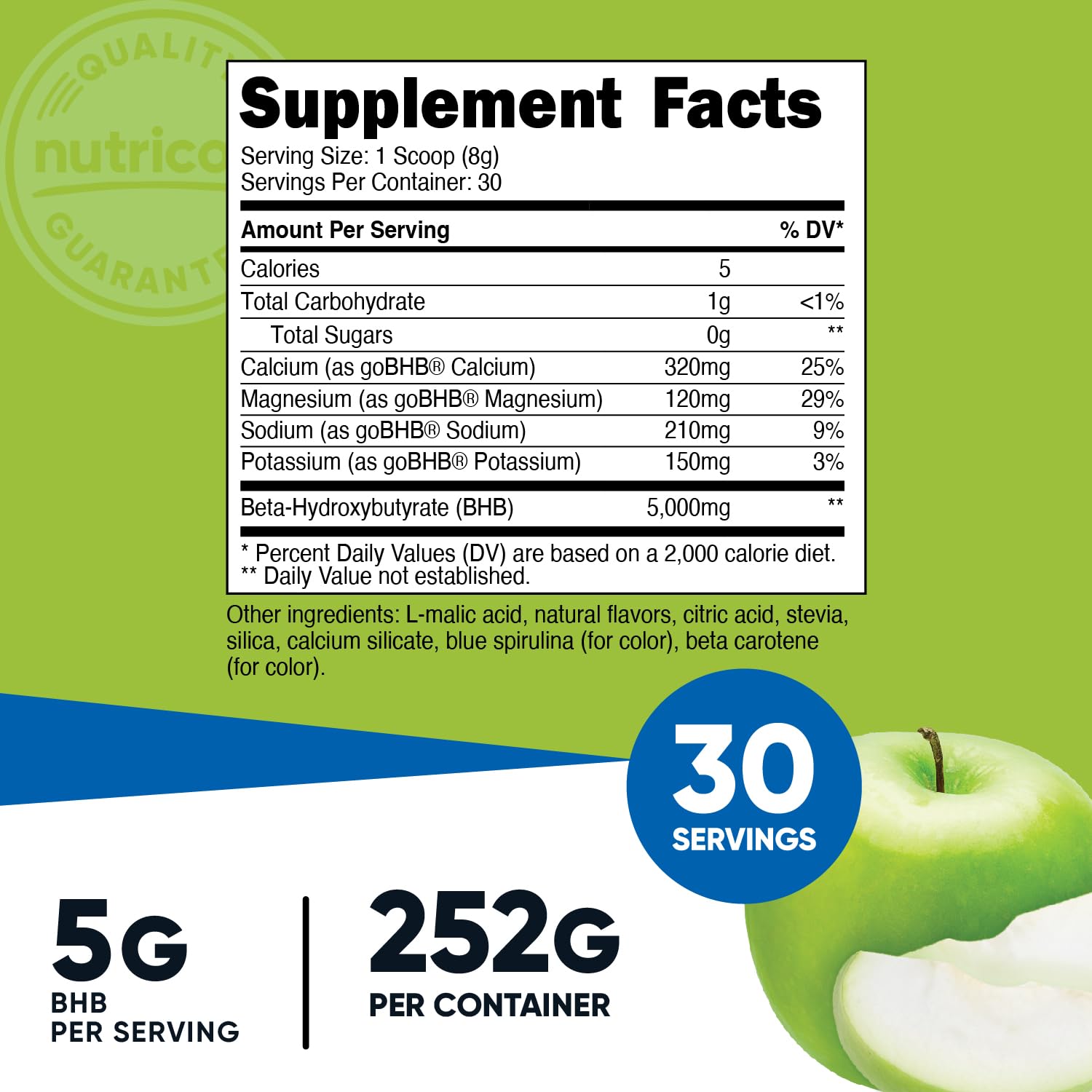 Foto 3 pulgar | Mezcla Para Bebidas Bhb Salts Nutricost Con Sabor A Manzana Verde, 30 Porciones - Venta Internacional.