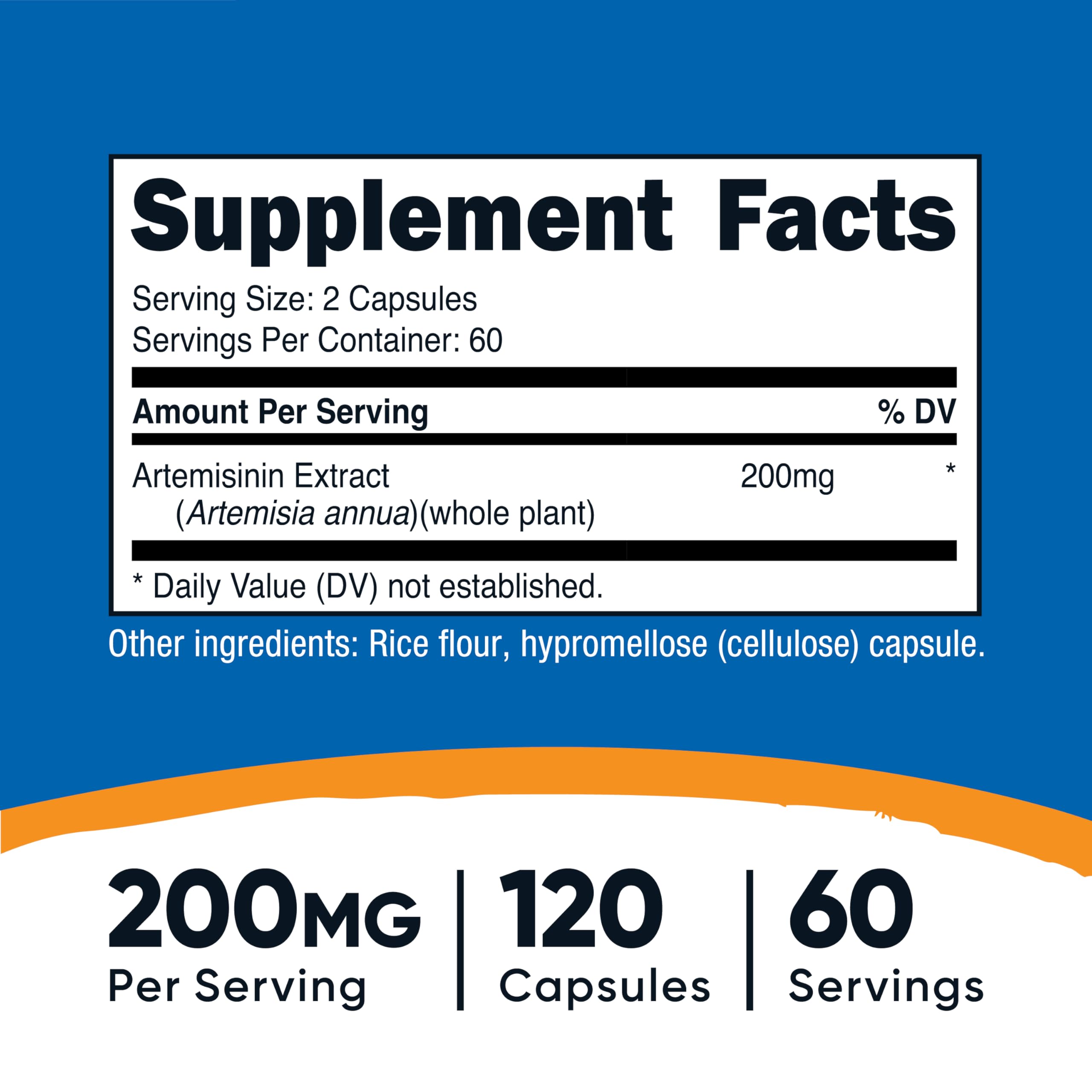 Foto 3 pulgar | Suplemento Nutricost Artemisinina 200 Mg 120 Cápsulas - Venta Internacional.