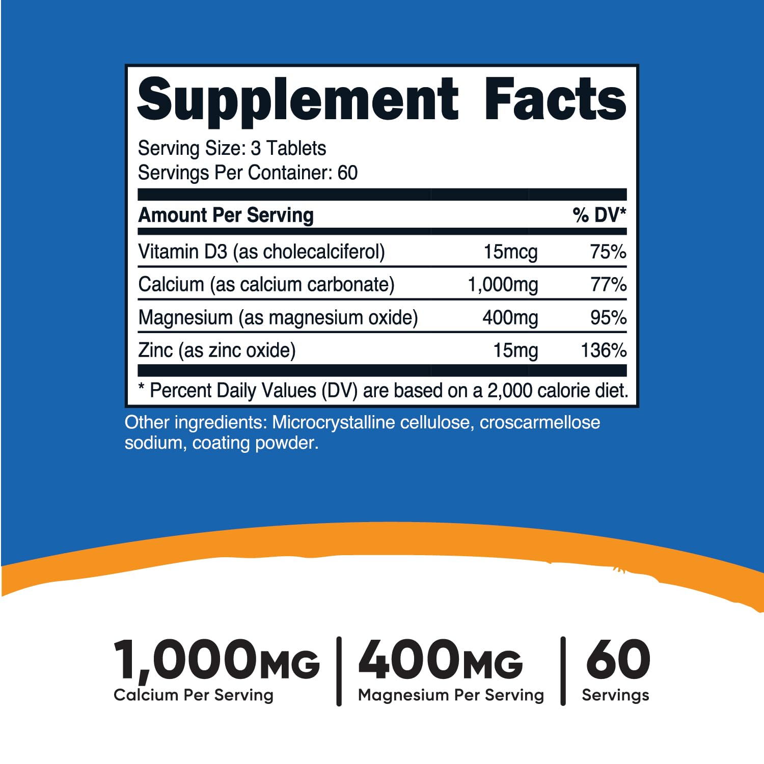 Foto 3 pulgar | Suplemento Nutricost De Calcio, Magnesio Y Zinc, 1415 Mg, 180 Comprimidos - Venta Internacional.