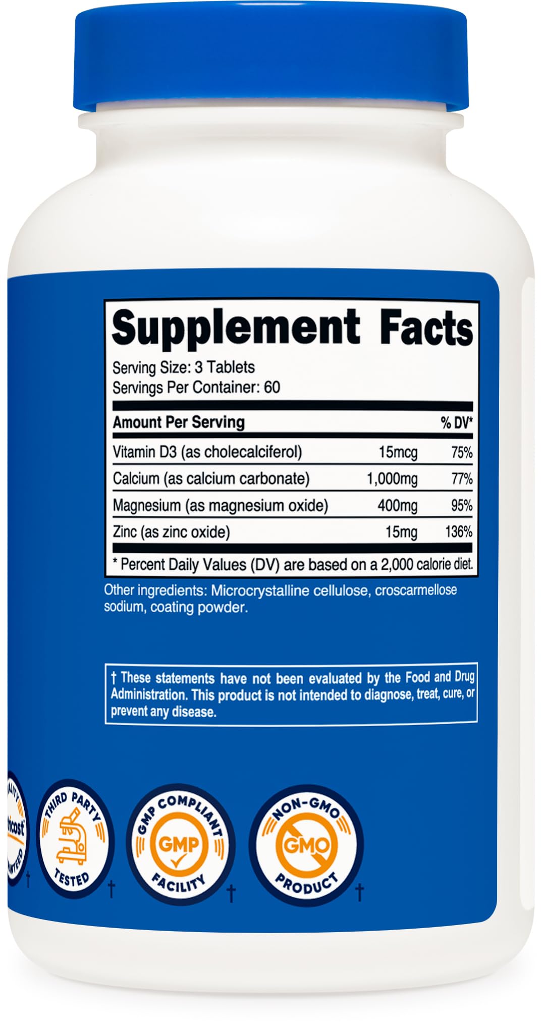 Foto 6 pulgar | Suplemento Nutricost De Calcio, Magnesio Y Zinc, 1415 Mg, 180 Comprimidos - Venta Internacional.