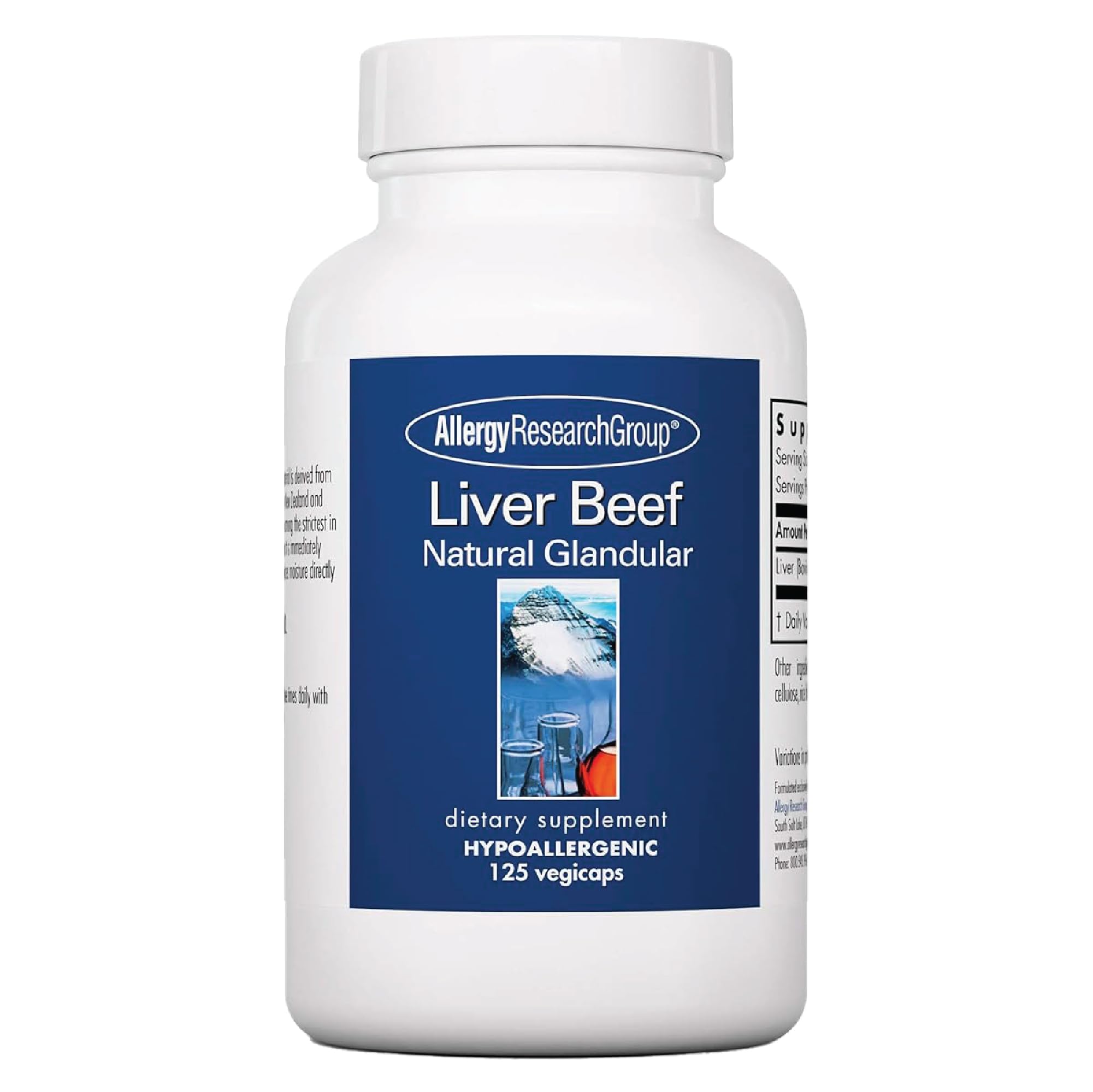 Suplemento Allergy Research Group, Hígado De Res, 1000 Mg, 125 Cápsulas - Venta Internacional.