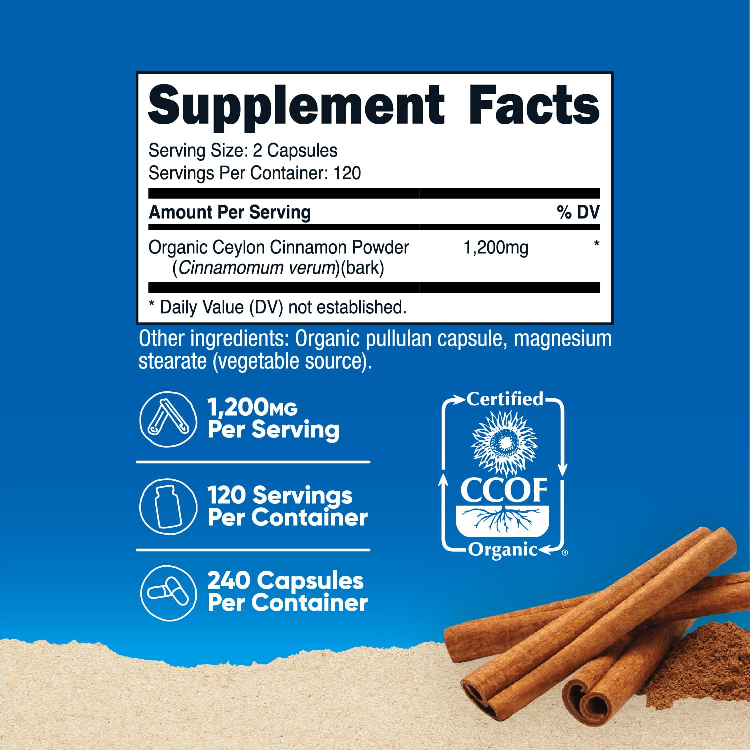 Foto 3 pulgar | Suplemento Nutricost, Cápsulas De Canela, 1200 Mg, 240 Cápsulas - Venta Internacional.