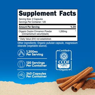 Foto 2 | Suplemento Nutricost, Cápsulas De Canela, 1200 Mg, 240 Cápsulas - Venta Internacional.