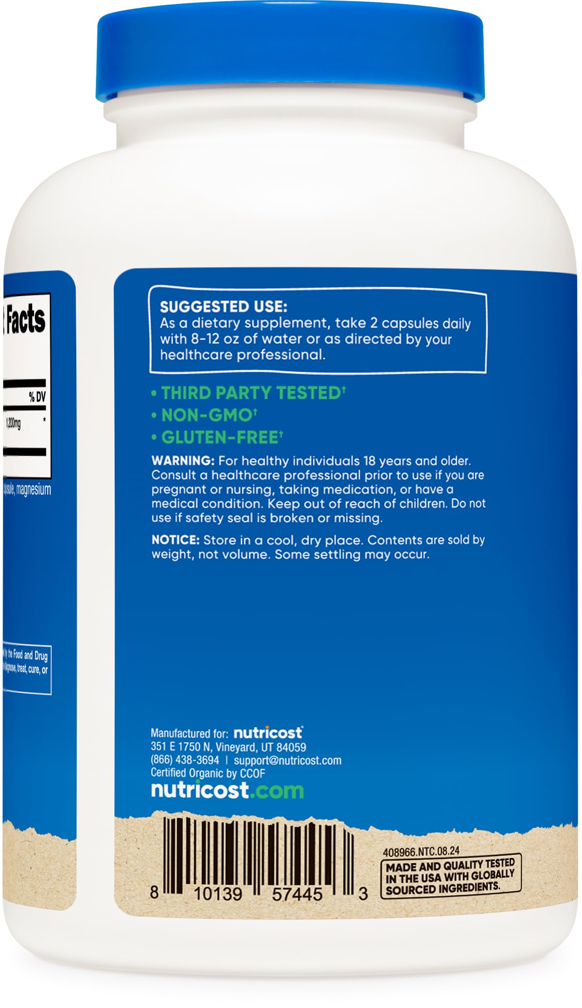 Foto 5 pulgar | Suplemento Nutricost, Cápsulas De Canela, 1200 Mg, 240 Cápsulas - Venta Internacional.