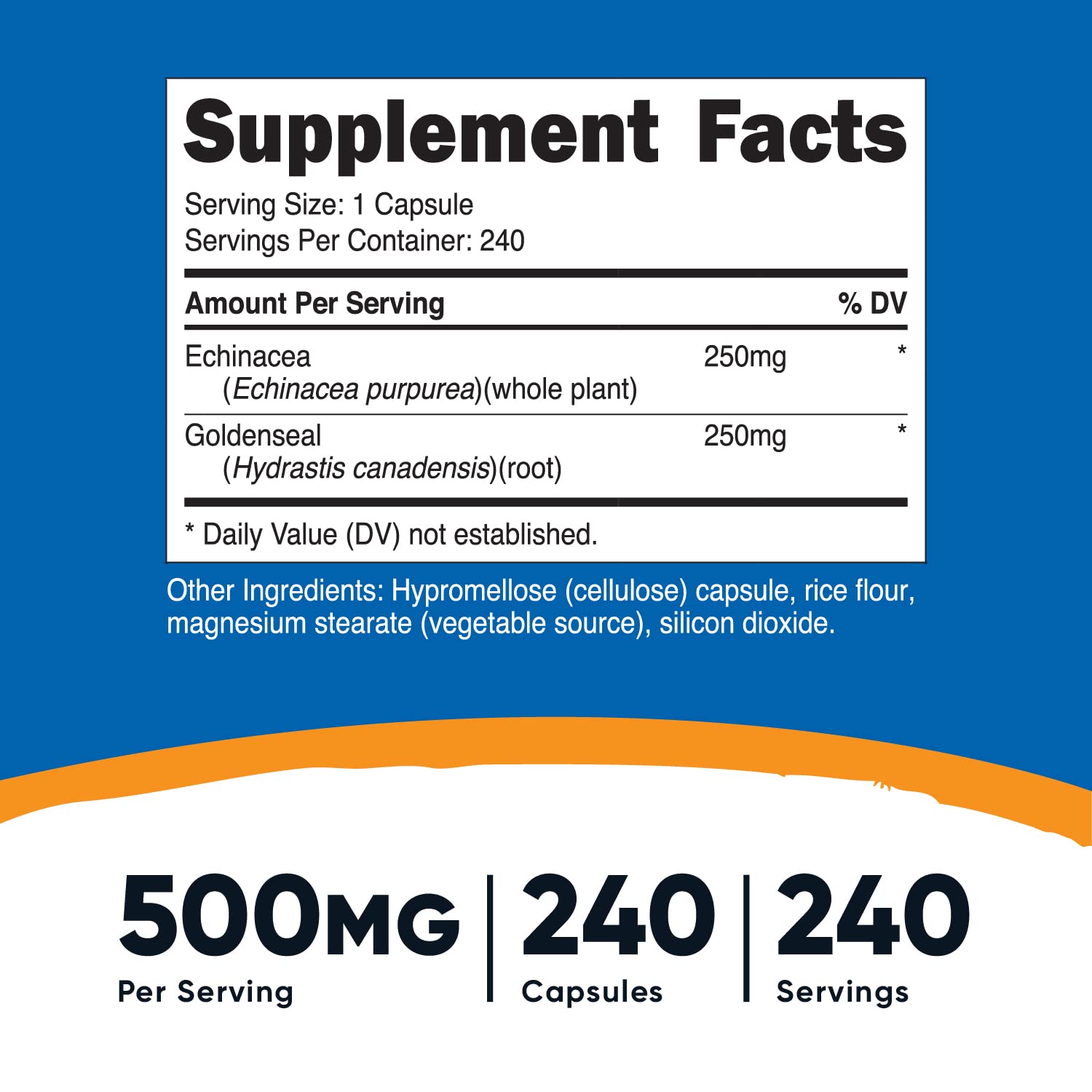Foto 3 pulgar | Suplemento Nutricost De Equinácea Y Raíz De Sello Dorado, 500 Mg, 240 Cápsulas - Venta Internacional.