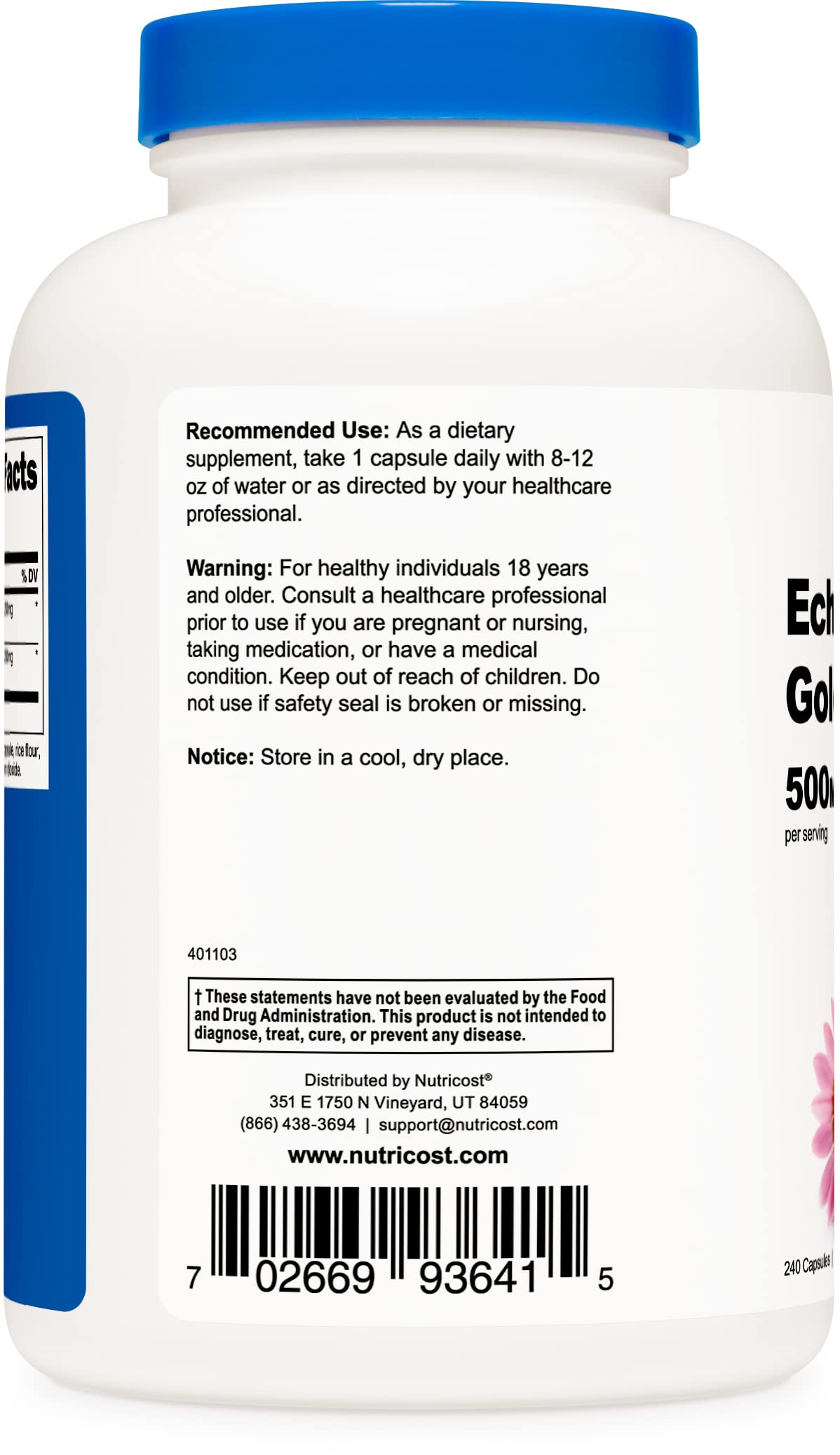 Foto 4 pulgar | Suplemento Nutricost De Equinácea Y Raíz De Sello Dorado, 500 Mg, 240 Cápsulas - Venta Internacional.