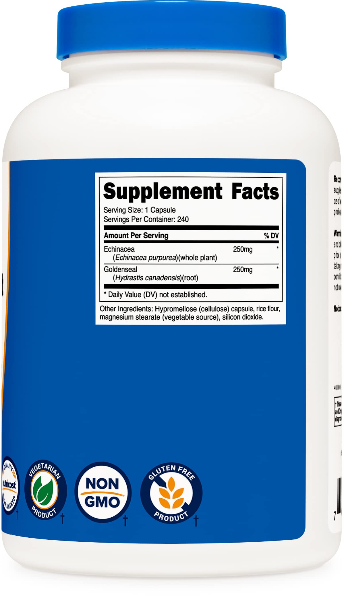 Foto 5 pulgar | Suplemento Nutricost De Equinácea Y Raíz De Sello Dorado, 500 Mg, 240 Cápsulas - Venta Internacional.