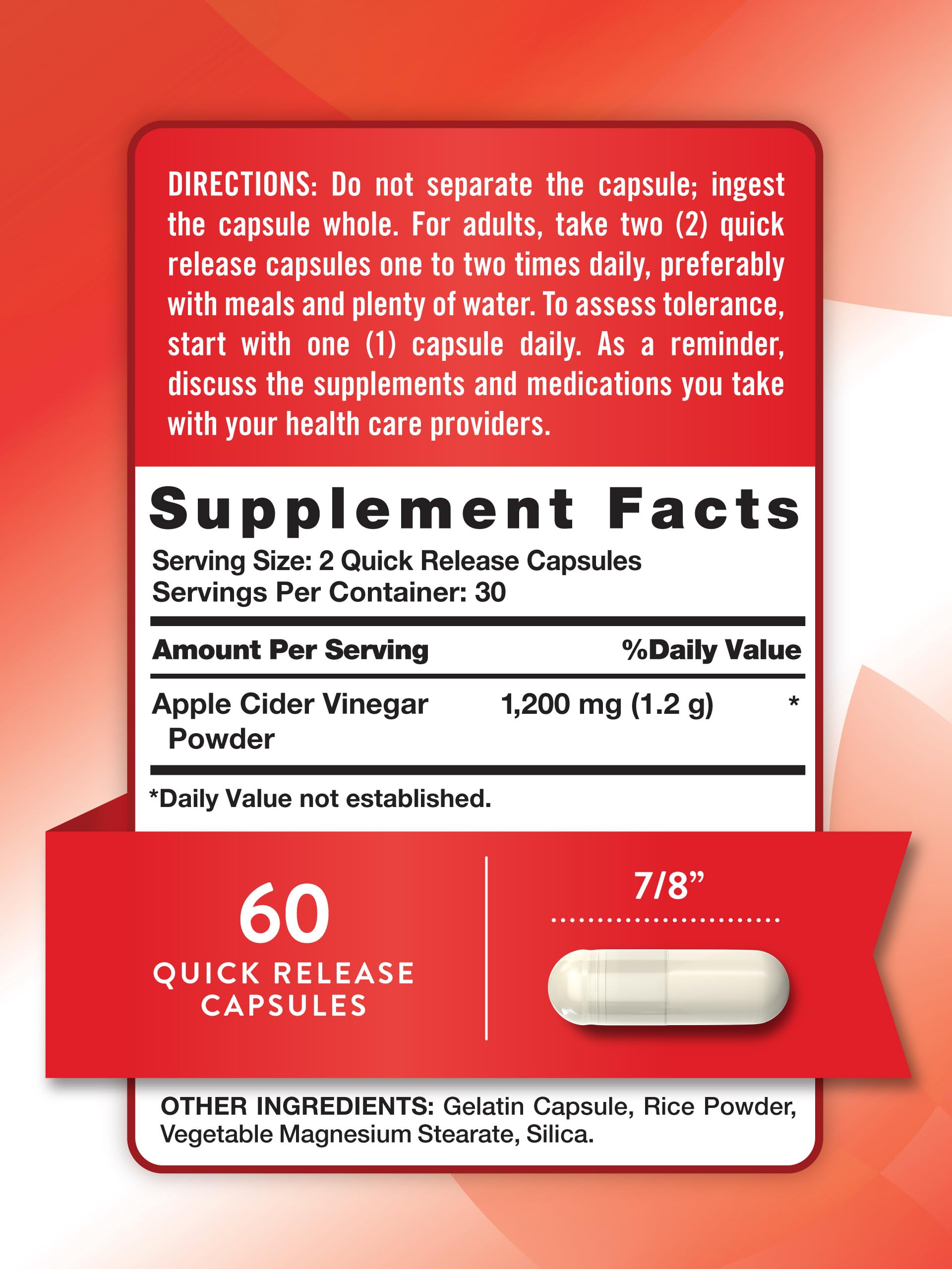 Foto 2 | Suplemento De Vinagre De Sidra De Manzana De 1200 Mg De Nature's Truth, Cápsulas - Venta Internacional.