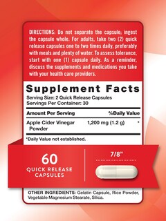 Foto 2 | Suplemento De Vinagre De Sidra De Manzana De 1200 Mg De Nature's Truth, Cápsulas - Venta Internacional.