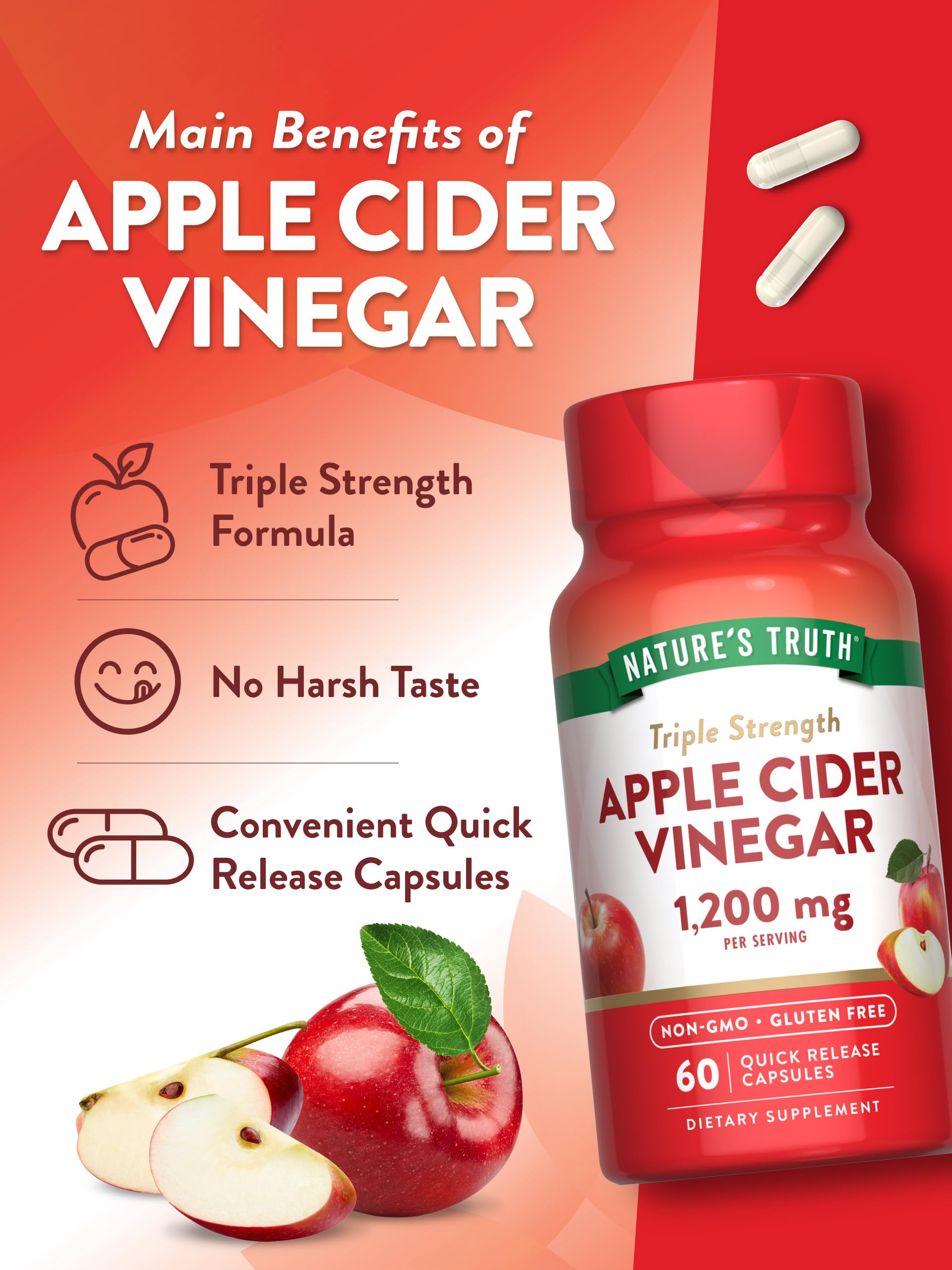 Foto 6 pulgar | Suplemento De Vinagre De Sidra De Manzana De 1200 Mg De Nature's Truth, Cápsulas - Venta Internacional.