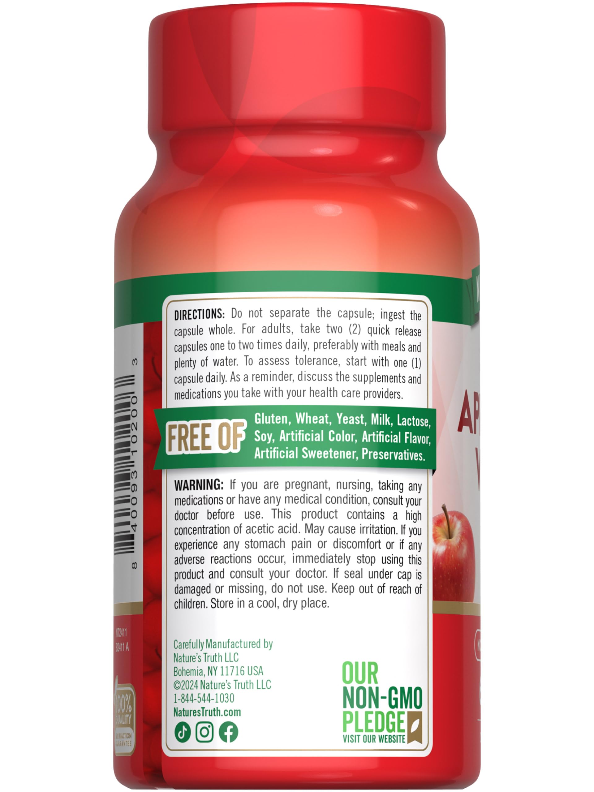 Foto 8 pulgar | Suplemento De Vinagre De Sidra De Manzana De 1200 Mg De Nature's Truth, Cápsulas - Venta Internacional.