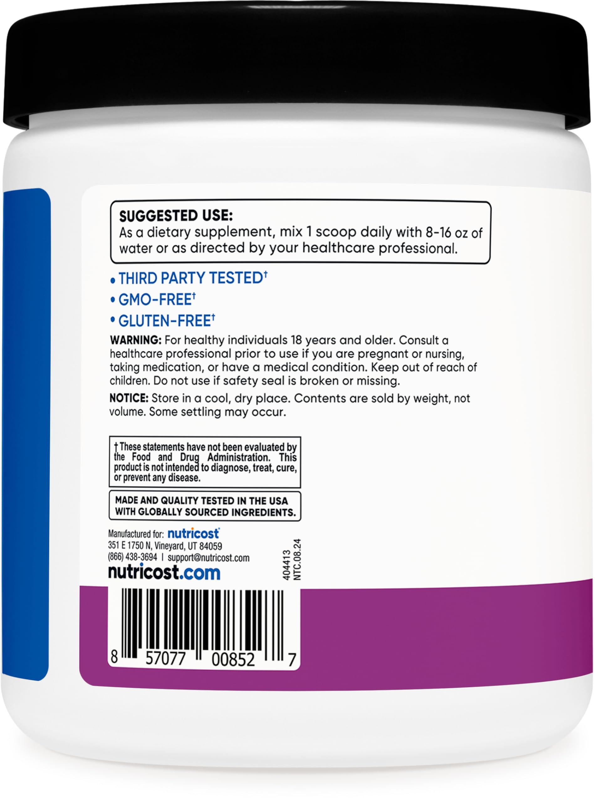 Foto 5 pulgar | Bcaa En Polvo Nutricost Sabor A Uva, 30 Porciones, Vegetariano - Venta Internacional.