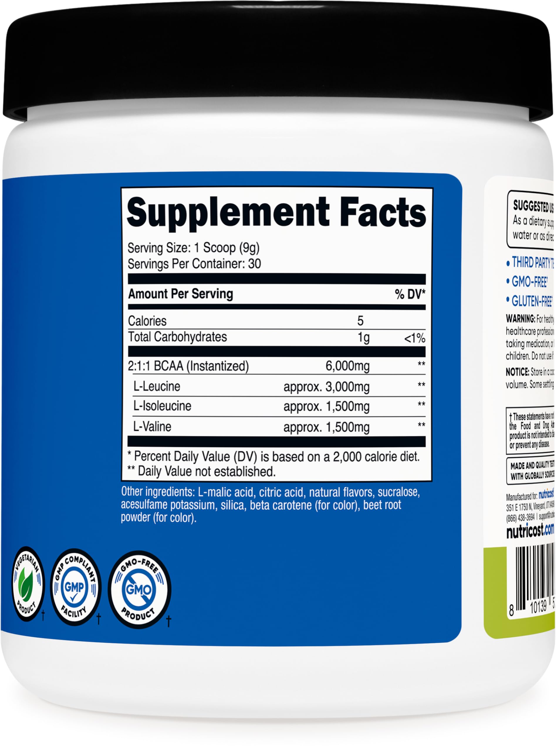 Foto 6 pulgar | Bcaa En Polvo Nutricost 2:1:1 Sabor Melocotón Y Pera, 30 Porciones - Venta Internacional.