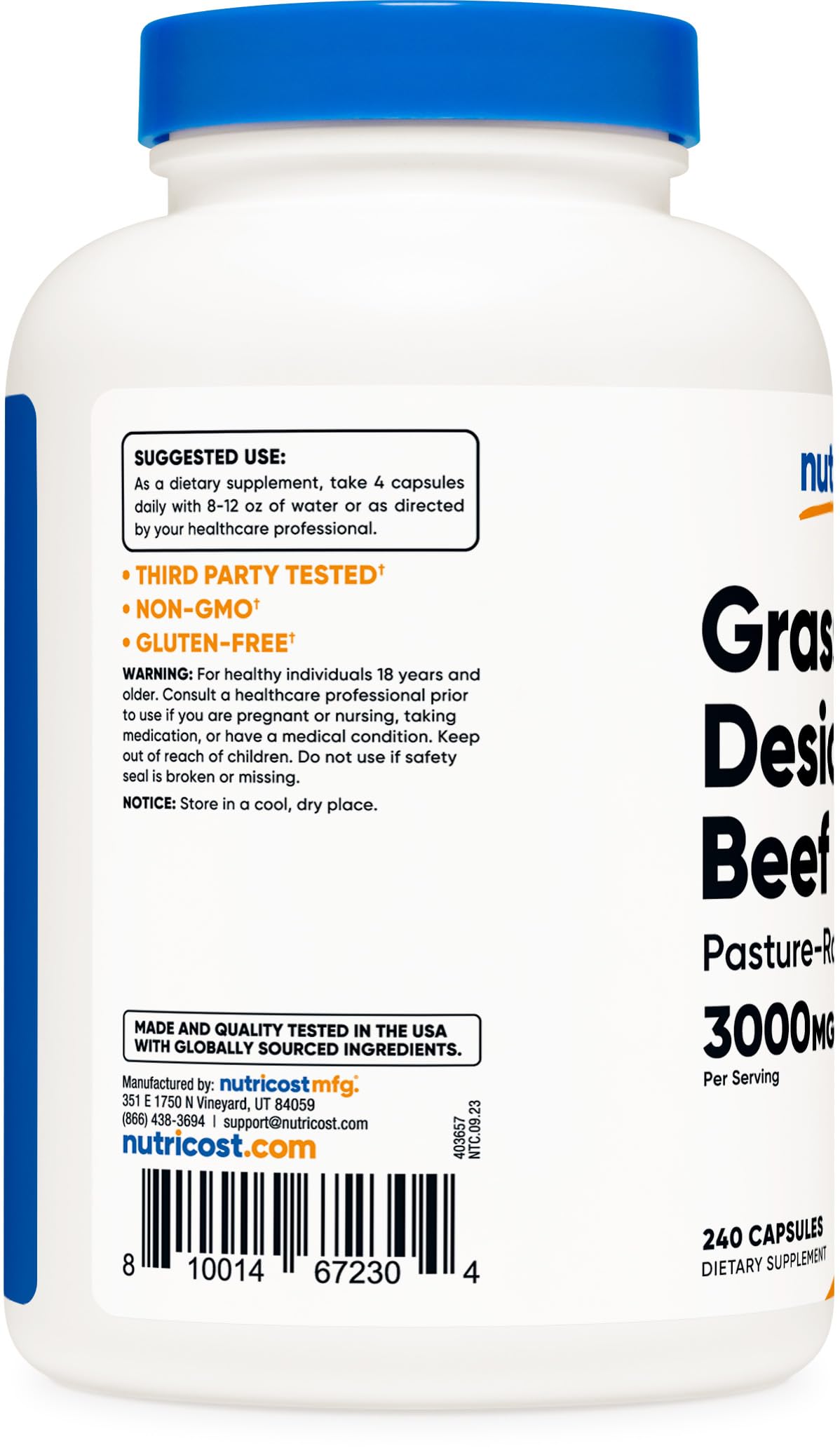 Foto 4 | Suplemento Nutricost De Hígado De Res Desecado 3000 Mg 240 Cápsulas - Venta Internacional.