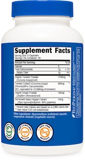 Foto 5 | Suplemento Nutricost Cápsulas De Cúrcuma Y Jengibre 2400 Mg 120 Unidades - Venta Internacional.