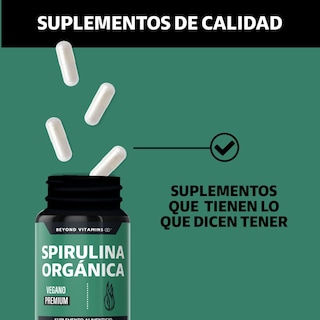 Foto 4 | Suplemento Alimenticio Beyond Vitamins Spirulina Orgánica 180 Cápsulas