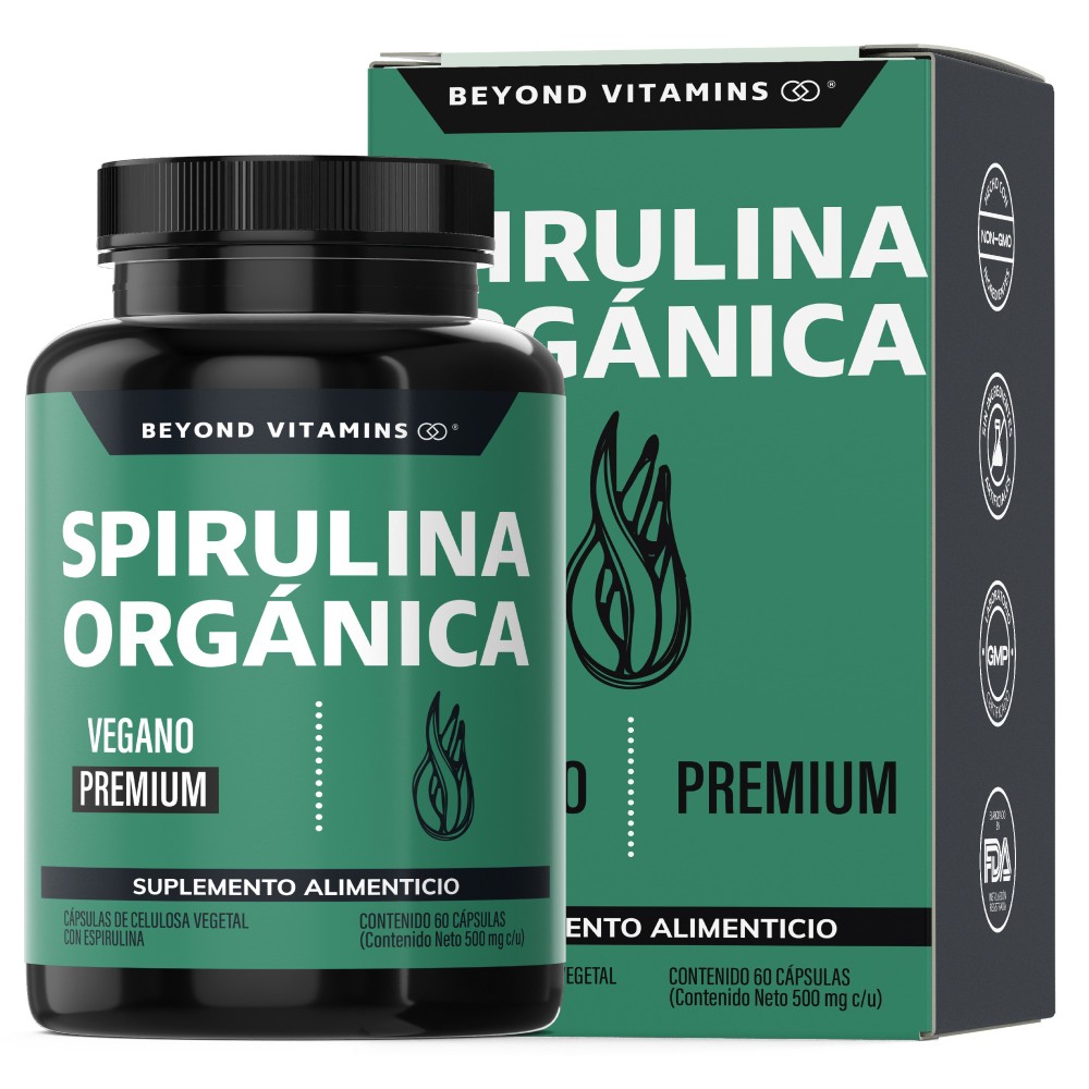 Foto 2 pulgar | Suplemento Alimenticio Beyond Vitamins Spirulina Orgánica 60 Cápsulas