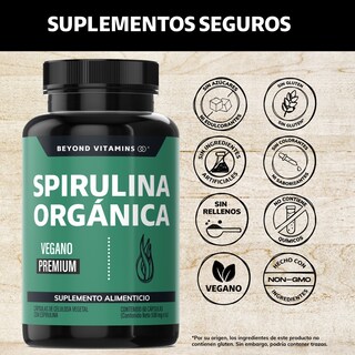 Foto 2 | Suplemento Alimenticio Beyond Vitamins Spirulina Orgánica 60 Cápsulas