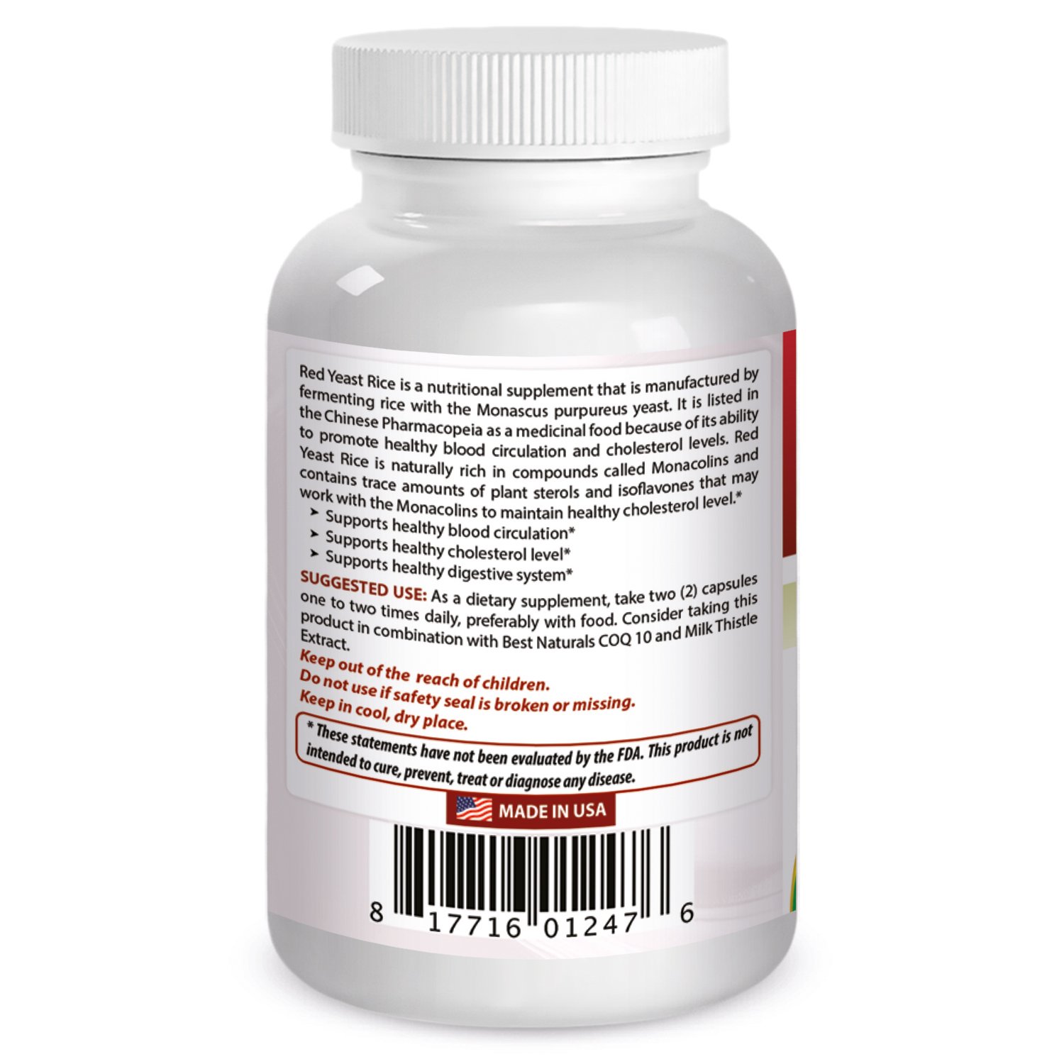 Foto 3 pulgar | Suplemento Best Naturals De Arroz De Levadura Roja 600 Mg 120 Cápsulas - Venta Internacional.