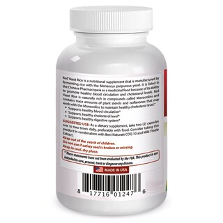 Foto 2 | Suplemento Best Naturals De Arroz De Levadura Roja 600 Mg 120 Cápsulas - Venta Internacional.