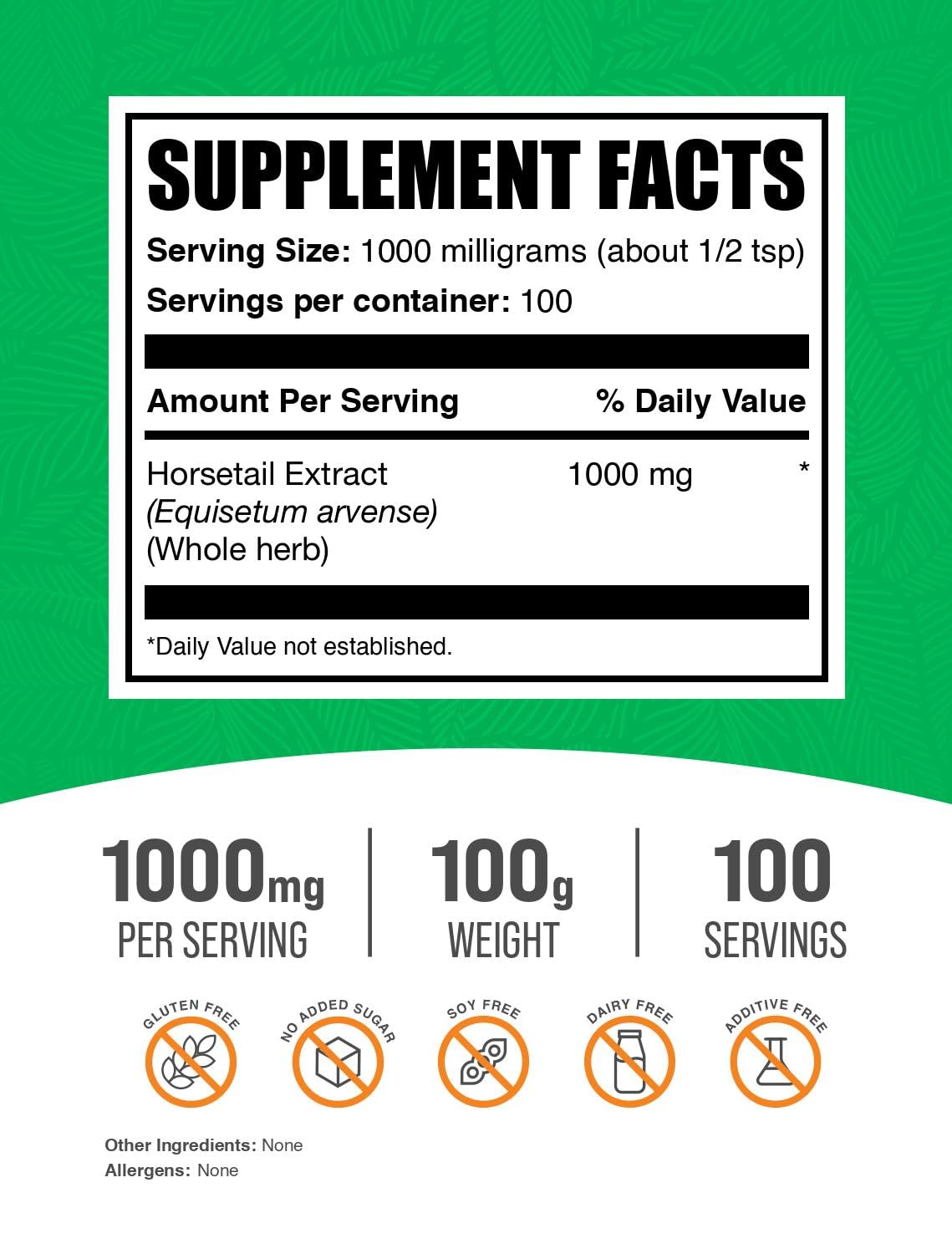 Foto 3 pulgar | Suplemento Bulksupplements.com Extracto De Cola De Caballo En Polvo 100 G - Venta Internacional.