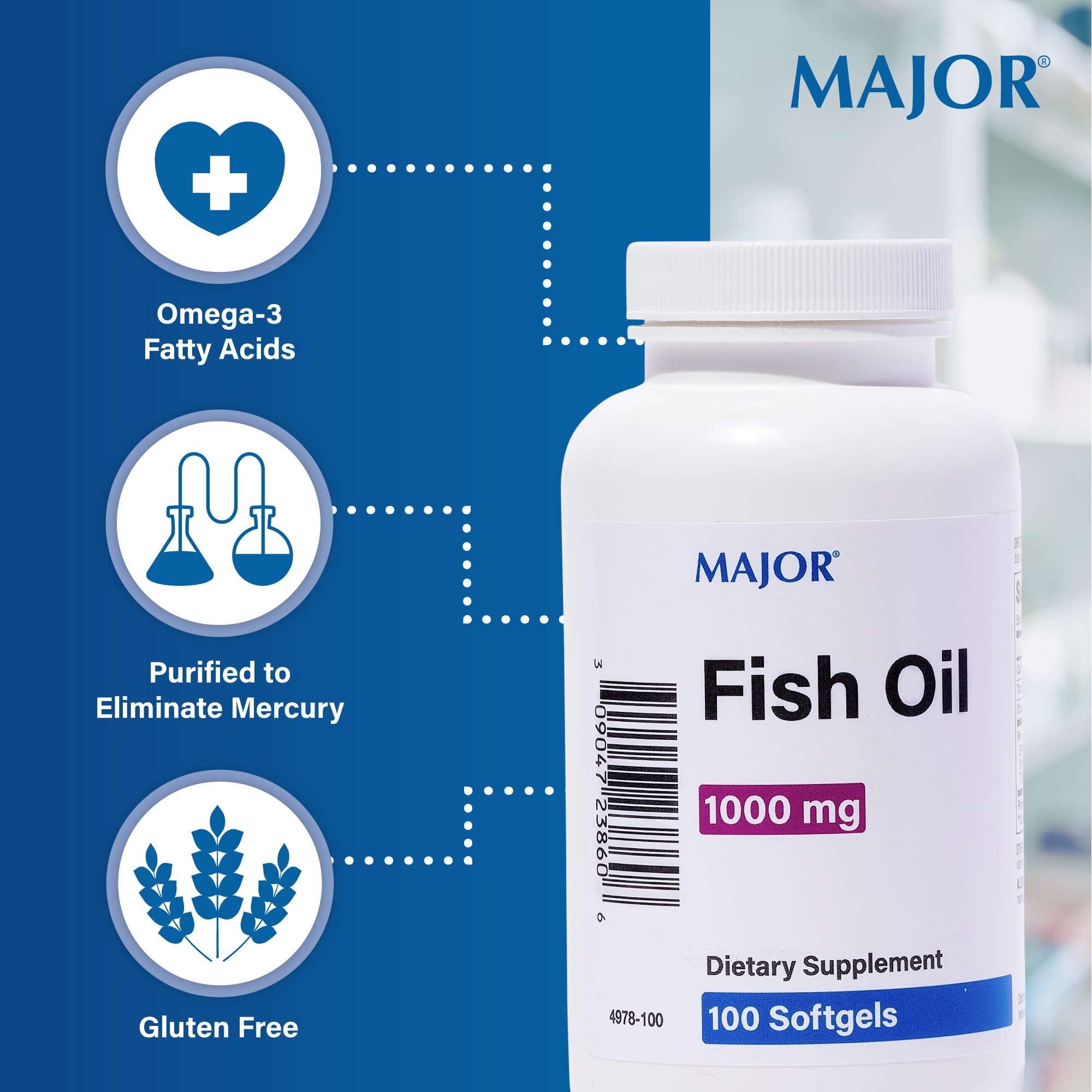 Foto 5 pulgar | Suplemento De Aceite De Pescado Major Omega-3 1000 Mg 100 Cápsulas Blandas X3 - Venta Internacional.
