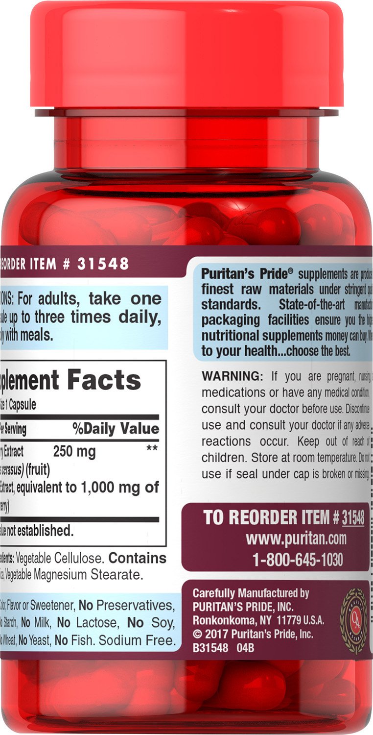 Foto 3 pulgar | Suplemento De Extracto De Cereza Puritan's Pride Tart De 1000 Mg - Venta Internacional.