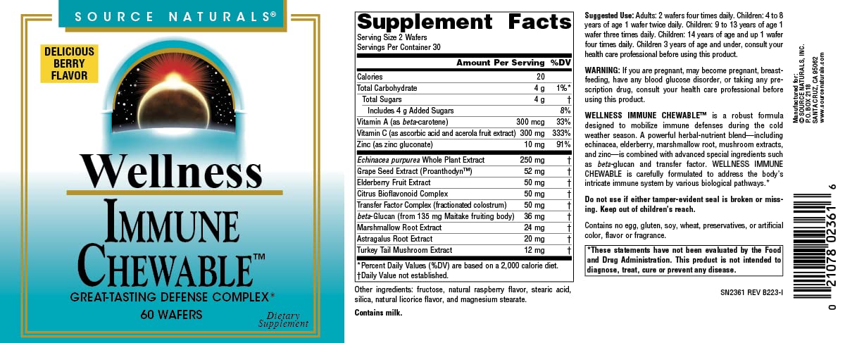 Foto 5 pulgar | 60 Obleas Masticables Supplement Source Naturals Wellness Immune - Venta Internacional.