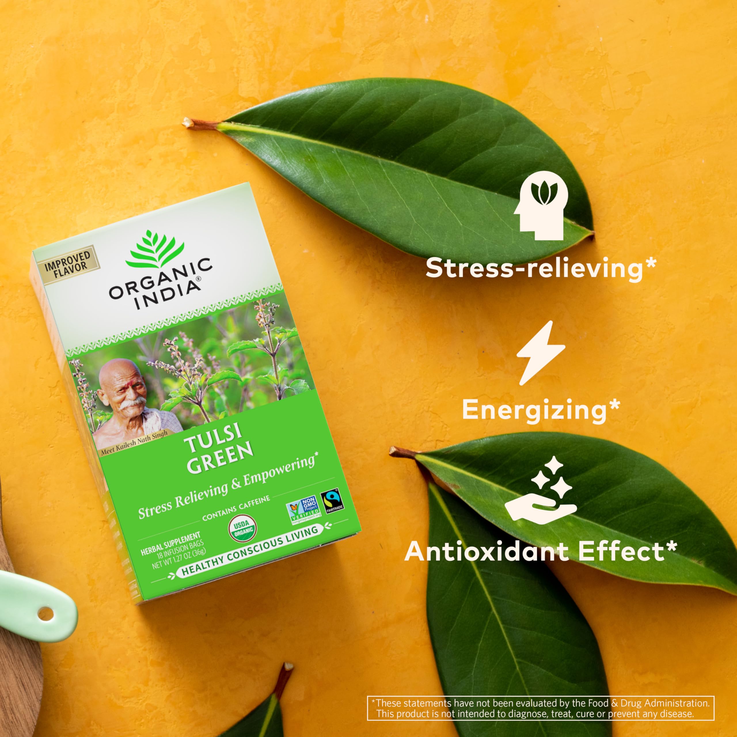 Foto 4 pulgar | Tea Organic India Tulsi Green Herbal Para Aliviar El Estrés, 1080 Ml - Venta Internacional.