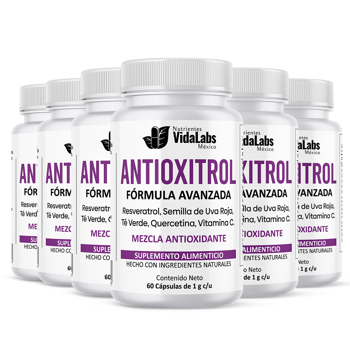Foto 2 pulgar | Pack 6 Antioxitrol Nutrientes Vidalabs México Antioxidantes Premium Resveratrol
