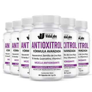 Foto 1 | Pack 6 Antioxitrol Nutrientes Vidalabs México Antioxidantes Premium Resveratrol