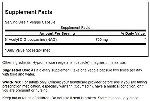 Foto 3 pulgar | Suplemento De N-acetil D-glucosamina De Swanson 750 Mg, 60 Cápsulas X2 - Venta Internacional.