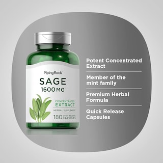 Foto 4 | Suplemento Piping Rock Sage 1600 Mg 180 Cápsulas - Venta Internacional.