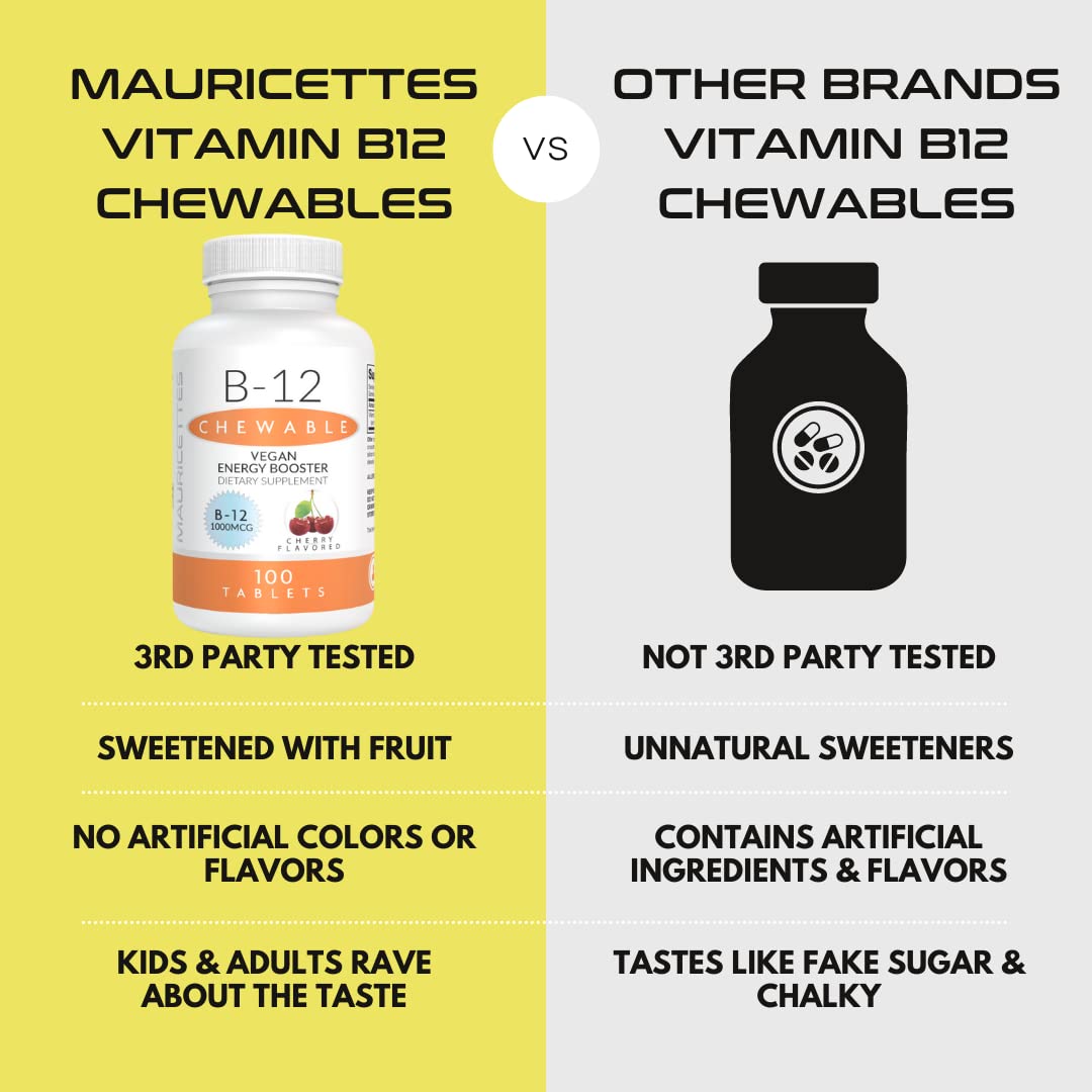 Foto 7 pulgar | Vitaminas B12 Masticables Mauricettes Natural 1000 Mcg 100 Tabletas - Venta Internacional.