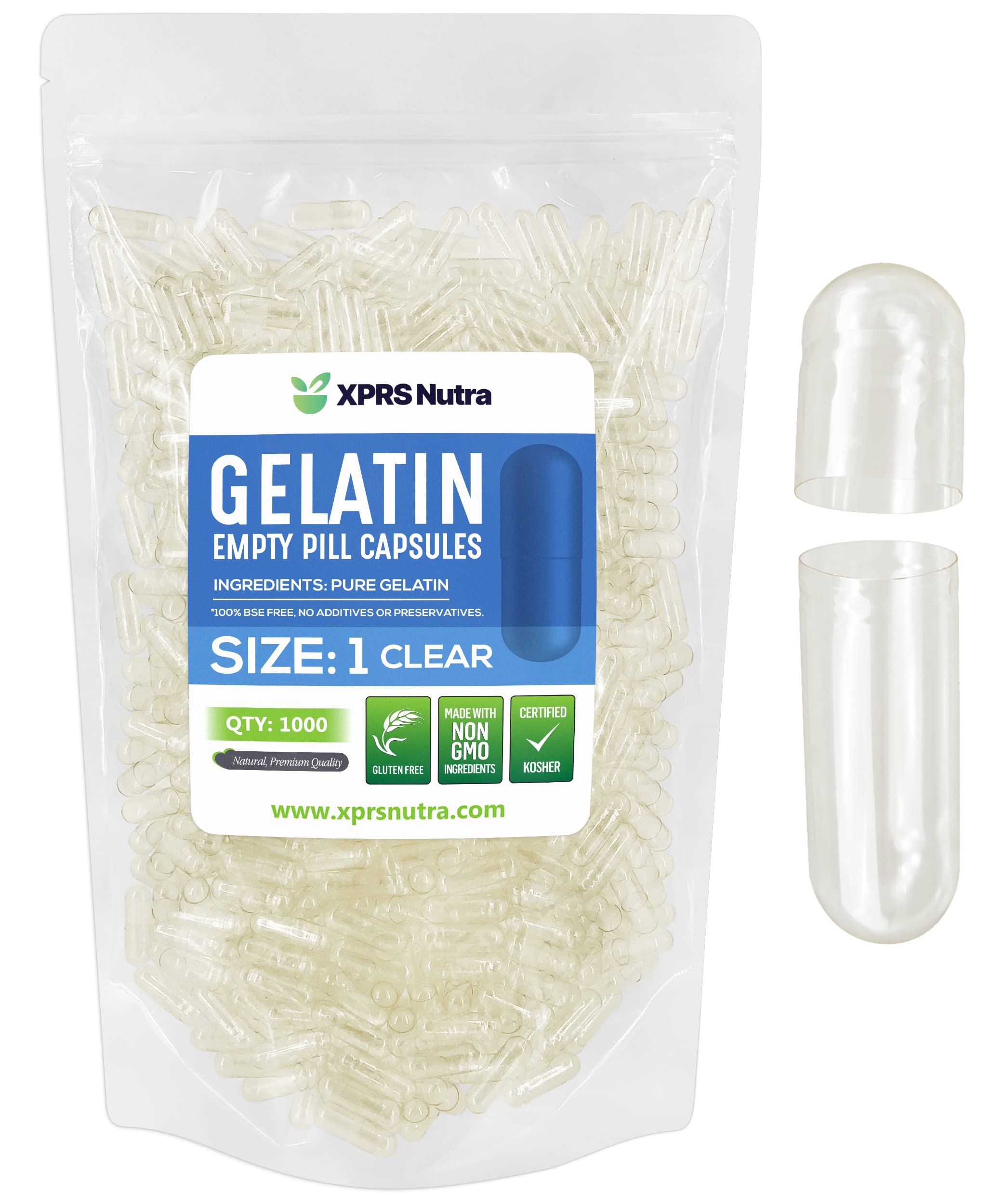 Foto 1 | Cápsulas Vacías Xprs Nutra, Tamaño 1, 1000 Unidades, Gelatina Transparente - Venta Internacional.