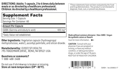 Foto 5 | Suplemento Klaire Labs Gaba 420 Mg De Ácido Gamma-aminobutírico 60 Cápsulas - Venta Internacional.