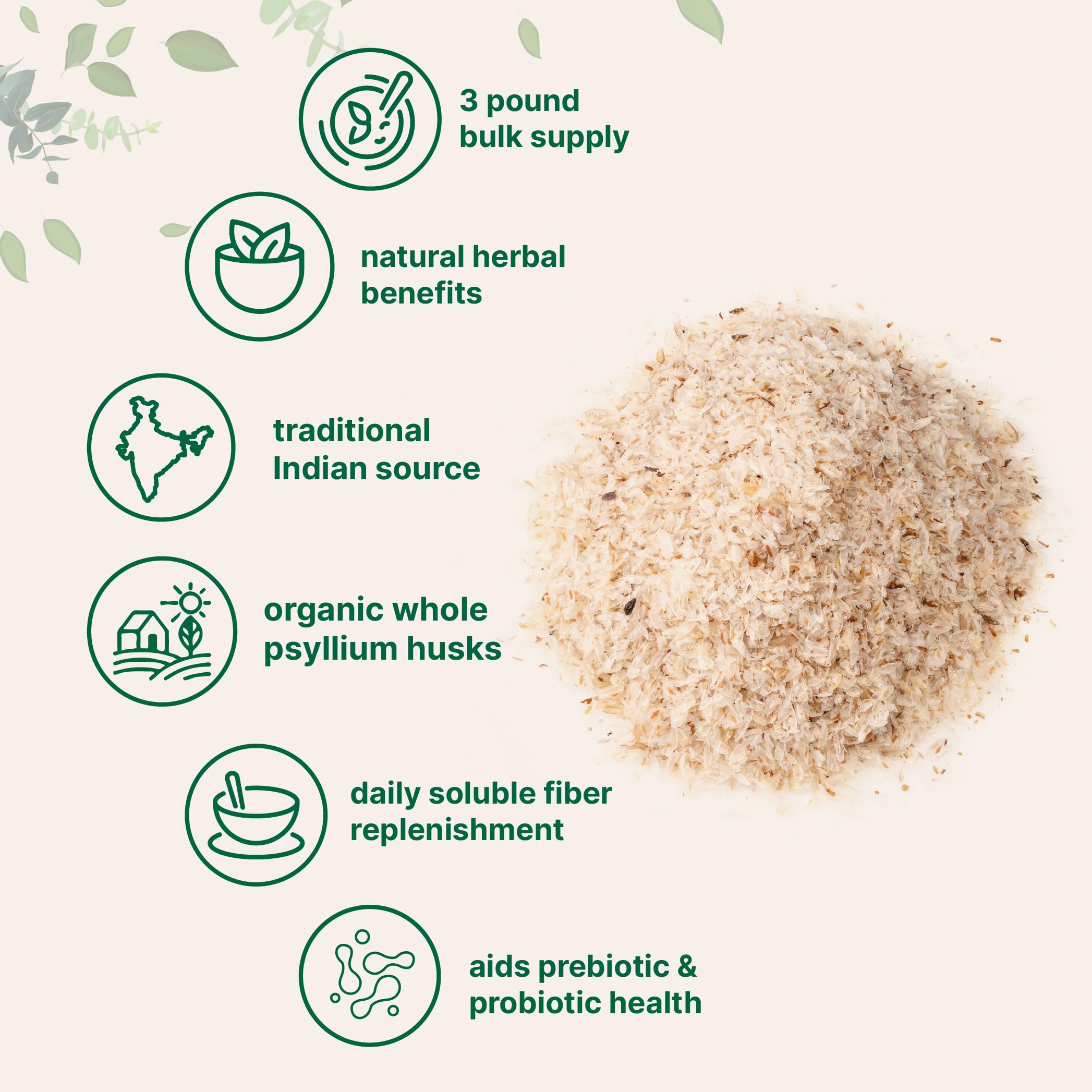 Foto 4 pulgar | Suplemento De Microingredientes: Cáscaras De Psilio Enteras Orgánicas - Venta Internacional.