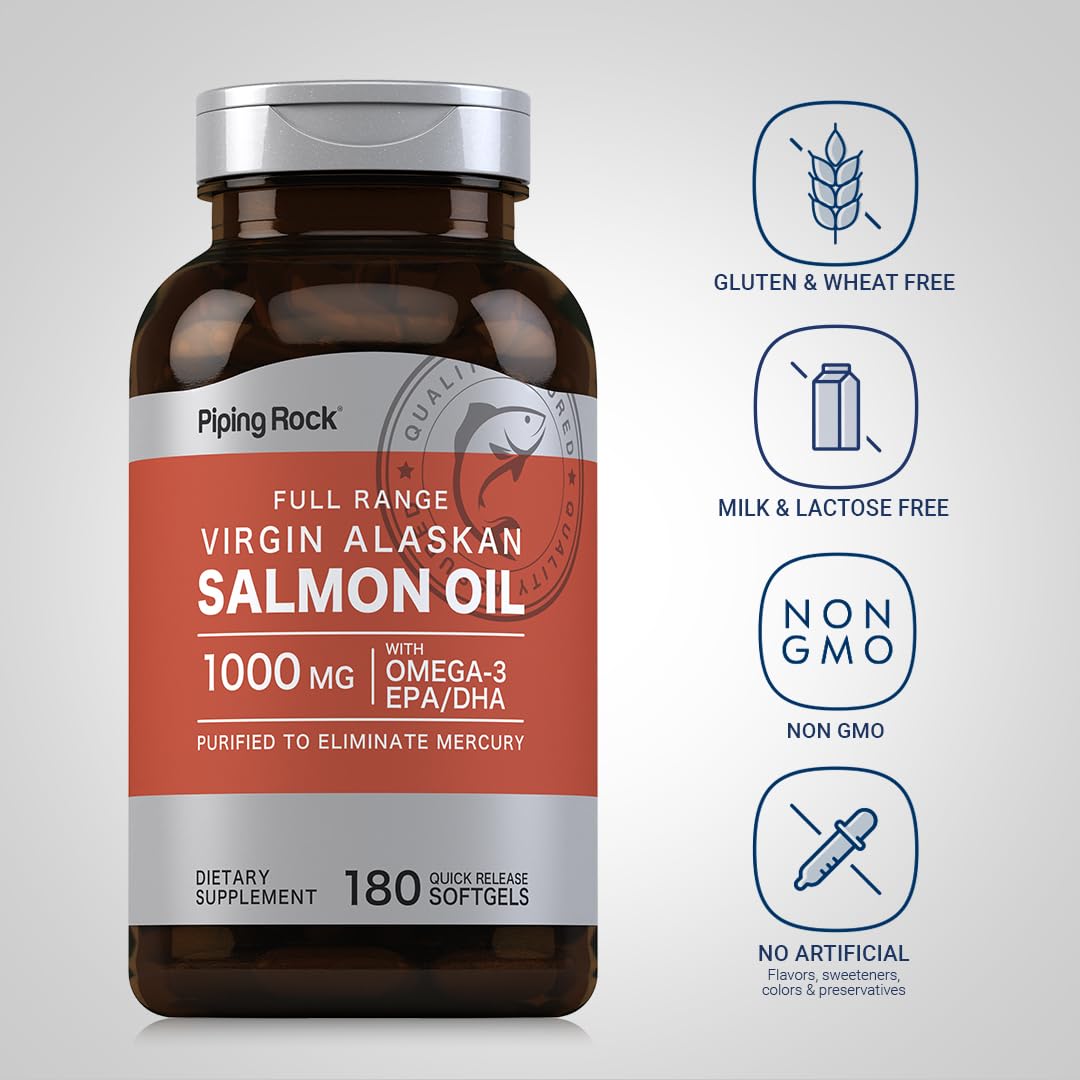 Foto 4 pulgar | Suplemento De Aceite De Salmón Salvaje De Alaska Piping Rock, 1000 Mg - Venta Internacional.