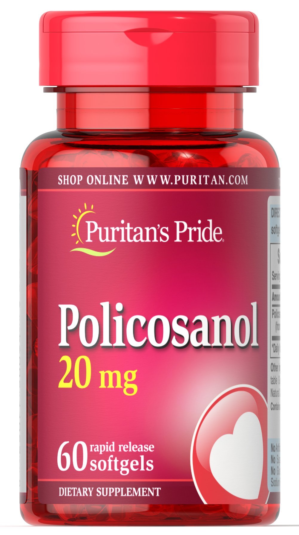 Foto 2 pulgar | Suplemento De Policosanol Puritan's Pride, 20 Mg, 60 Cápsulas Blandas - Venta Internacional.